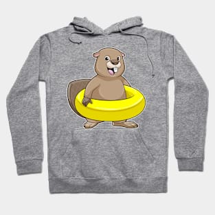 Beaver at Swimming with Swim ring Hoodie